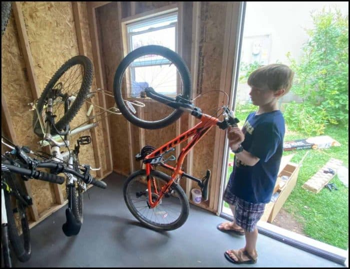 kids bikes on velocirax garage bike rack